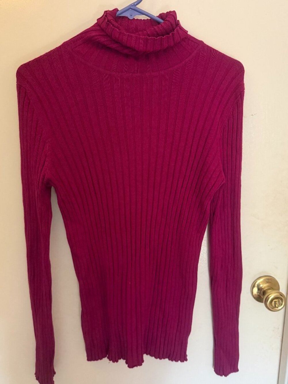 George Magenta Ribbed Turtleneck W XL